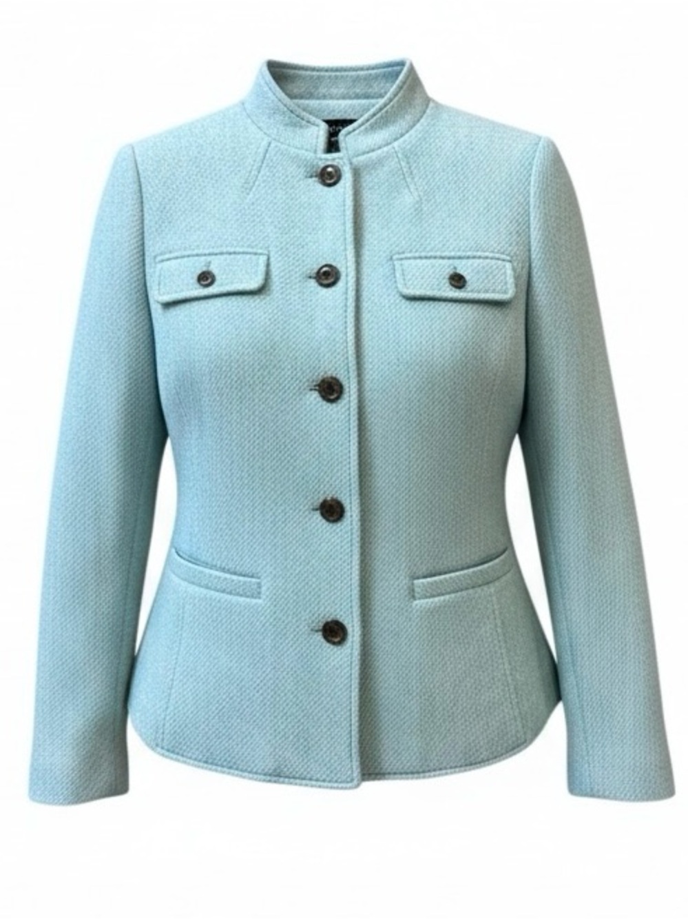 TALBOTS aqua wool blend high collar button front blazer jacket size 6 - NWOT!